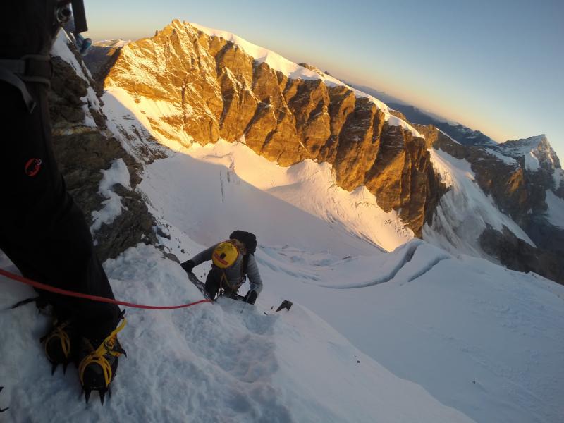Ascension en Alpinisme dans le Massif du Mont Rose près de la Dent d'Hérens avec Esprit Montagne
